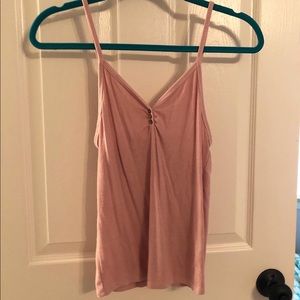 light pink tank top with fake buttons